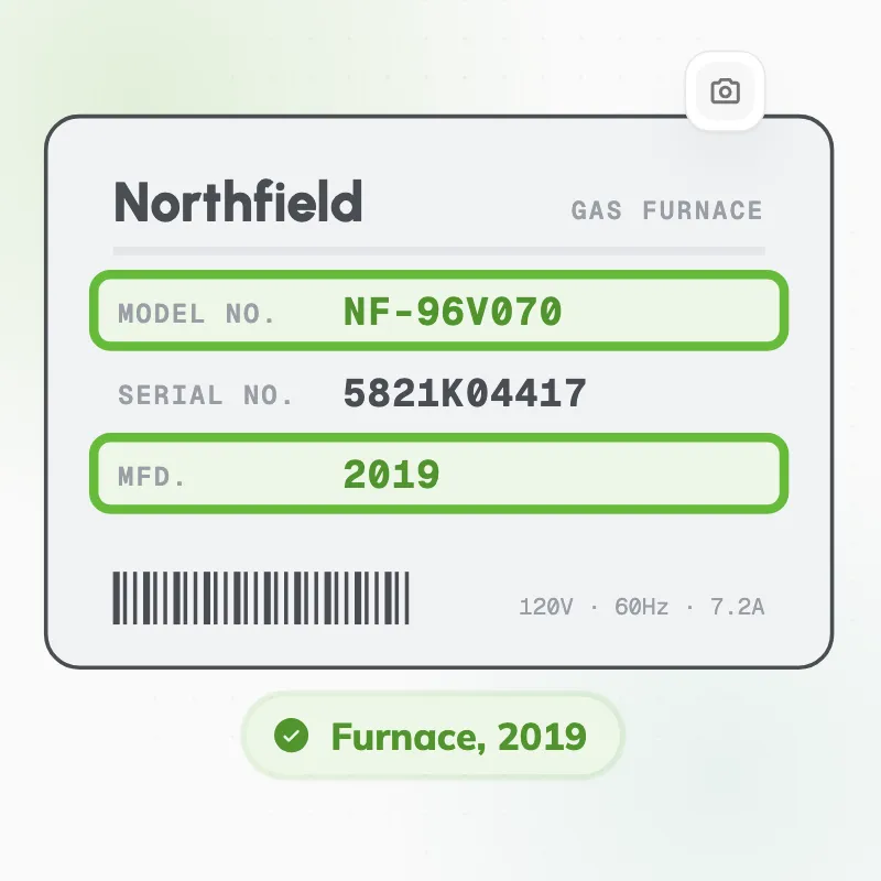 A photo of the furnace label